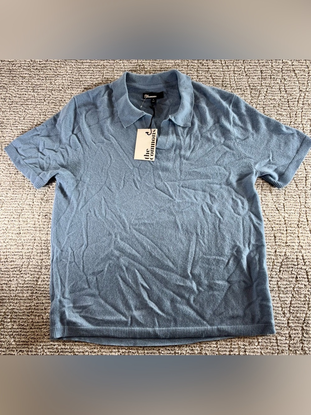 NWT The Commons StitchFix Men’s Large Windward Blue 100% Cashmere Polo Sweater